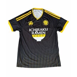 Naruto Shippuden Ichiraku Ramen Black Soccer Jersey Shirt Box Lunch Men's Medium